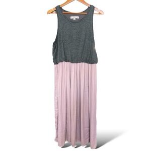 LOFT Women's Sleeveless Pleated Midi Dress Grey pink